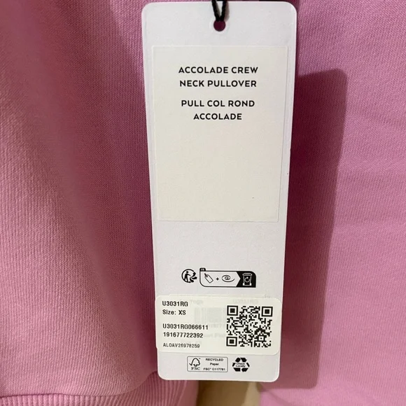 ALO Yoga 🩷 Accolade Crew Neck Pullover Candy Heart Pink XS NWT - Picture 3 of 6